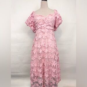 Gingham & Heels floral embroidered puffy sleeve midi dress 14